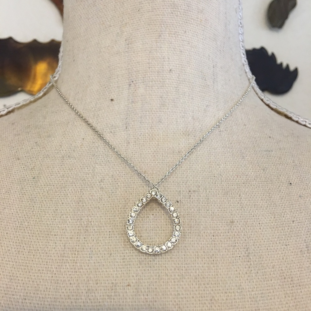Vintage Avon rhinestone pendant on silver chain